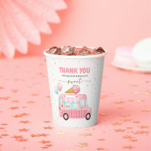 Gobelets En Papier Camion à glace rose Voici l'anniversaire de la Sco