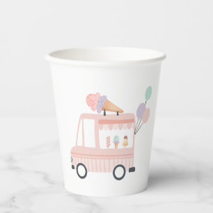 Gobelets En Papier Camion crème glacée 1er Anniversaire Fête Rose Swe