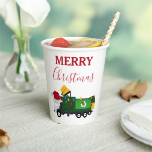 Gobelets En Papier Camion poubelle de recyclage de Noël