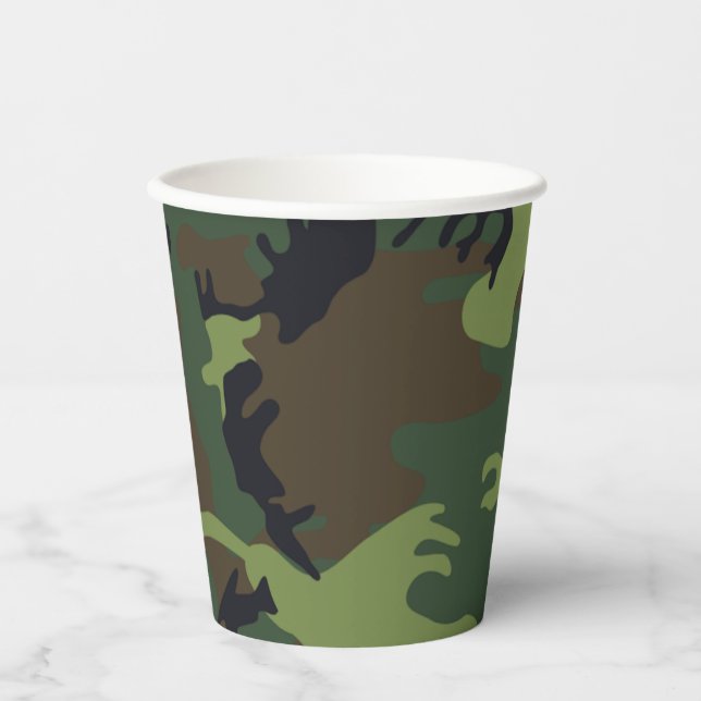 Gobelets En Papier Camouflage Brown vert (Recto)