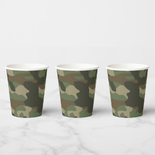Gobelets En Papier Camouflage Vert Camo Motif de l'armée