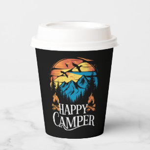 Gobelets En Papier Camping heureux rétro vintage équipage de camping 