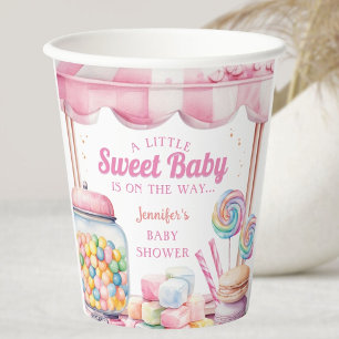 Gobelets En Papier Candyland Baby Shower Rose Fille