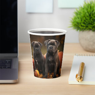 Gobelets En Papier Cane Corso Chiot Automne Citrouille de plaisir