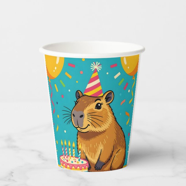 Gobelets En Papier Capybara Anniversaire Partie Approvisionnement tas (Recto)