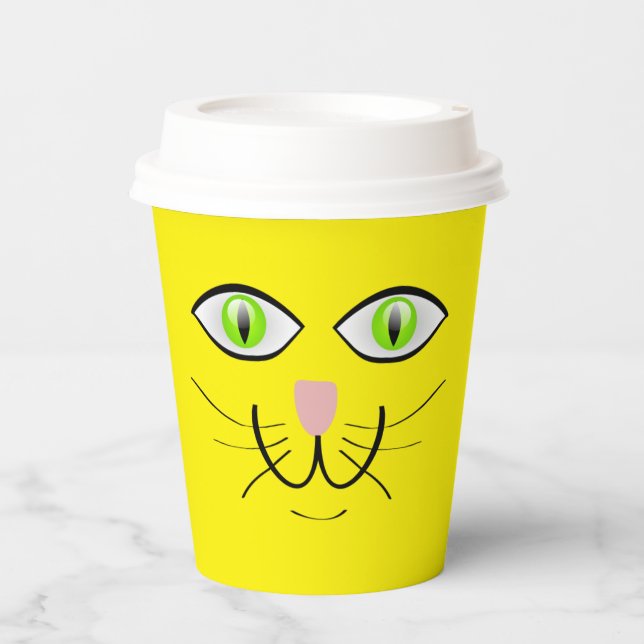 Gobelets En Papier Caricature amusante du visage de chat-29034 (Recto)