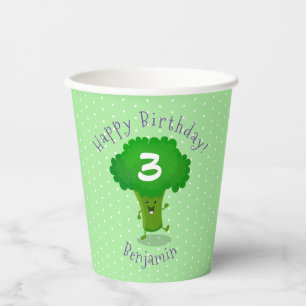 Gobelets En Papier Caricature de brocoli dansant Cute kawaii