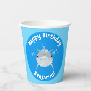 Gobelets En Papier Caricature de bulles de dauphins joyeux