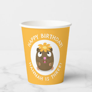 Gobelets En Papier Caricature de cobaye mignonne anniversaire personn