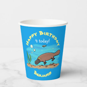 Gobelets En Papier Caricature de natation de Cute platypus