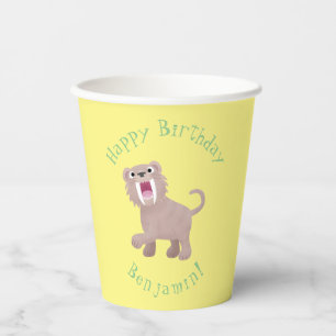 Gobelets En Papier Caricature du tigre mignon Saber Toothed Smilodon