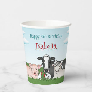 Gobelets En Papier Caricature mignonne Barnyard Farm Animals Annivers