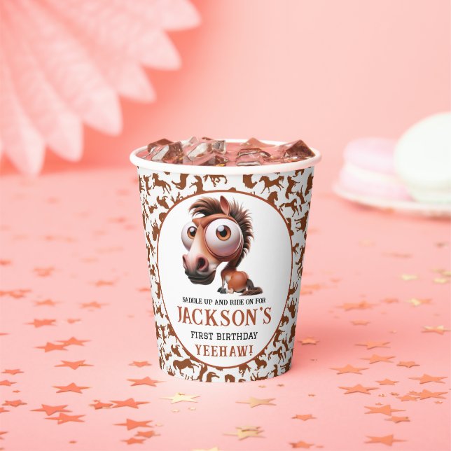 Gobelets En Papier Caricatures du cheval 1er anniversaire (Insitu)