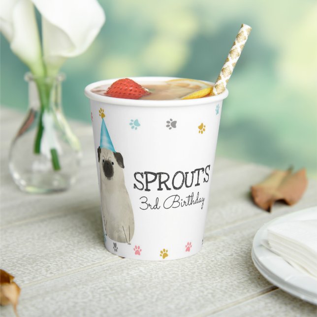 Gobelets En Papier Carlin Lets Pawty Chien Anniversaire Party Blue Pa (Insitu)