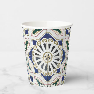 Gobelets En Papier Carreaux portugais - Azulejo coloré géométrique