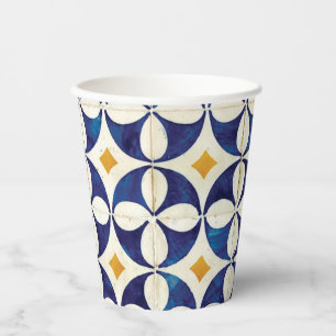 Gobelets En Papier Carreaux portugais - Azulejo Motif Design