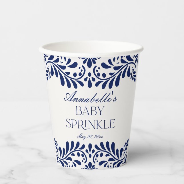 Gobelets En Papier Carrelage Talavera bleu espagnol Fiesta Baby Sprin (Recto)