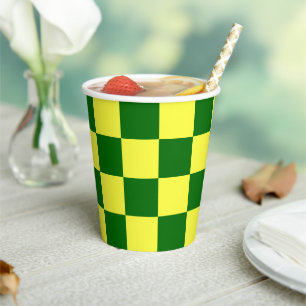 Gobelets En Papier Carrés jaunes et verts