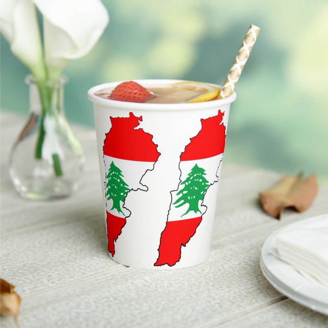 Gobelets En Papier Carte du Liban avec drapeau (Insitu)