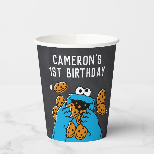 Gobelets En Papier Carton d'Anniversaire du Monstre-Cookies (Gauche)