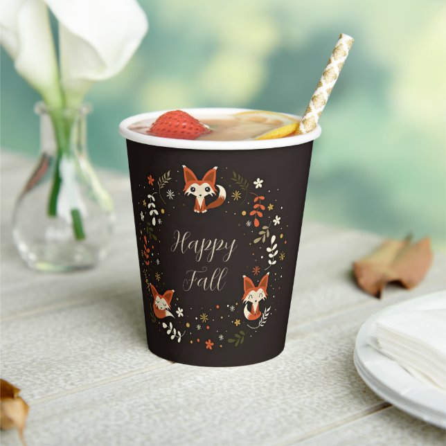 Gobelets En Papier Cas Foxes with customizable text (Insitu)