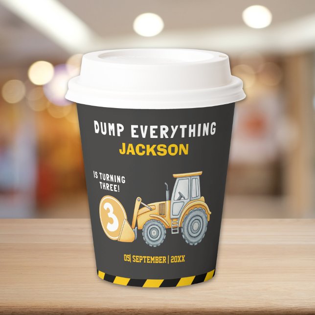 Gobelets En Papier "Caution: Party Ahead! Construction Birthday 3 (Créateur téléchargé)