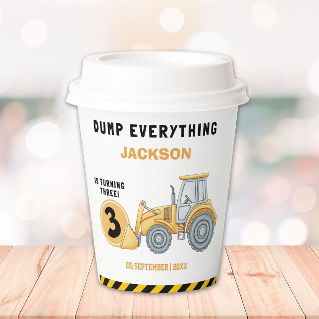 Gobelets En Papier "Caution: Party Ahead! Construction Birthday 3 (Créateur téléchargé)