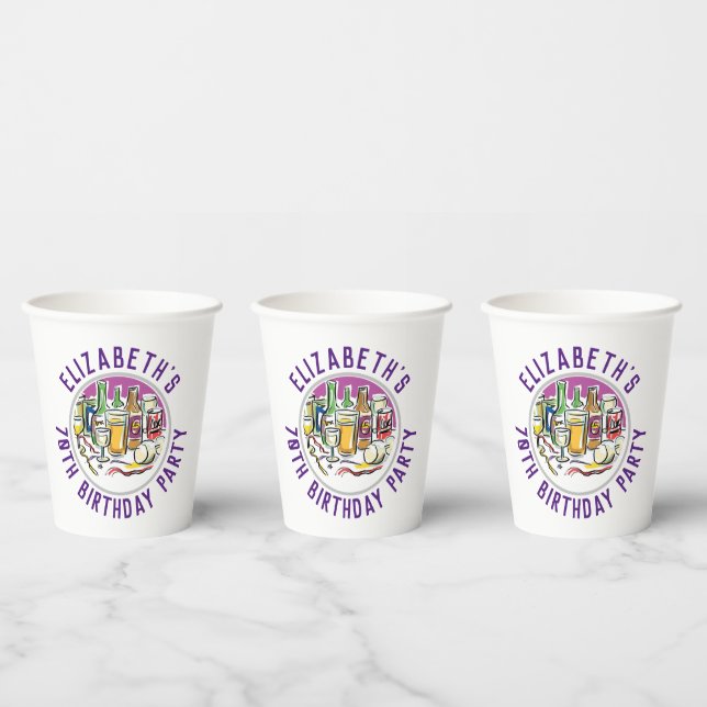 Gobelets En Papier Célébration des tasses à papier de 70e anniversair (Multi)