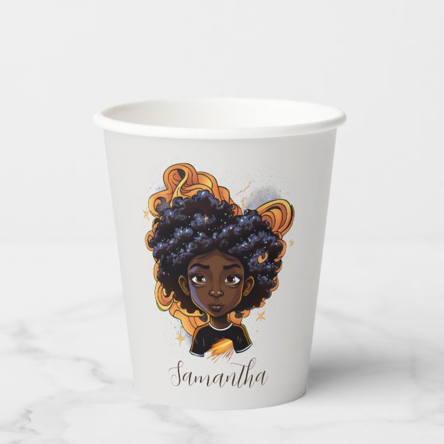 Gobelets En Papier Celestial Starry Afro femme (Recto)