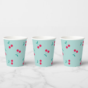 Gobelets En Papier Cerise esthétique Cerises Motif Pastel Blue