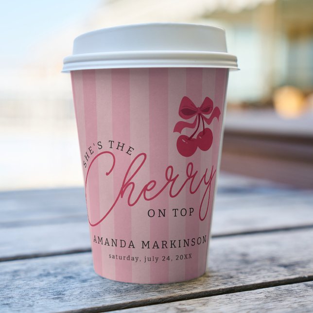 Gobelets En Papier C'est la cerise sur le Baby shower rose (Créateur téléchargé)