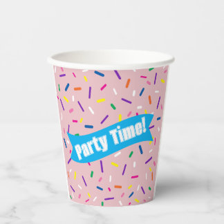 Gobelets en papier 'C'est la fête !' avec paillett