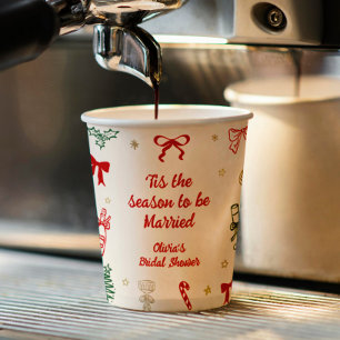Gobelets En Papier C'est la saison d'être un mariage de Noël sous la