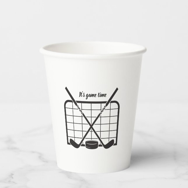 Gobelets En Papier C'est l'heure du jeu Hockey (Recto)