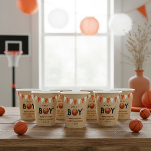 Gobelets En Papier C'est un garçon ! Baby shower de base-ball à thème