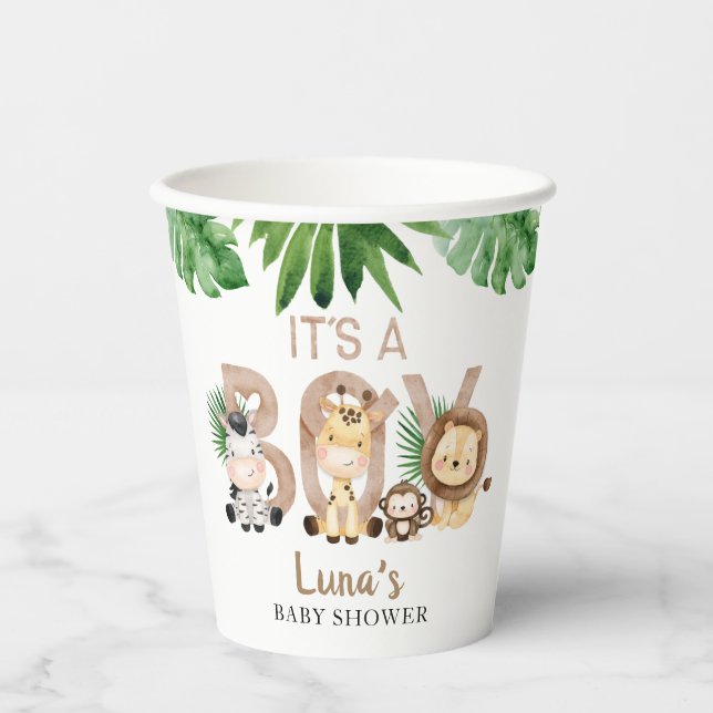 Gobelets En Papier C'est un petit Safari Baby shower tasses de papier (Recto)