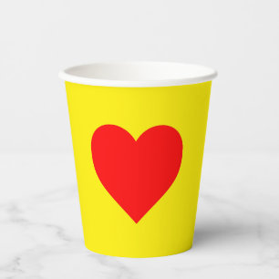 Gobelets En Papier Chaleur de coeur rouge Jaune