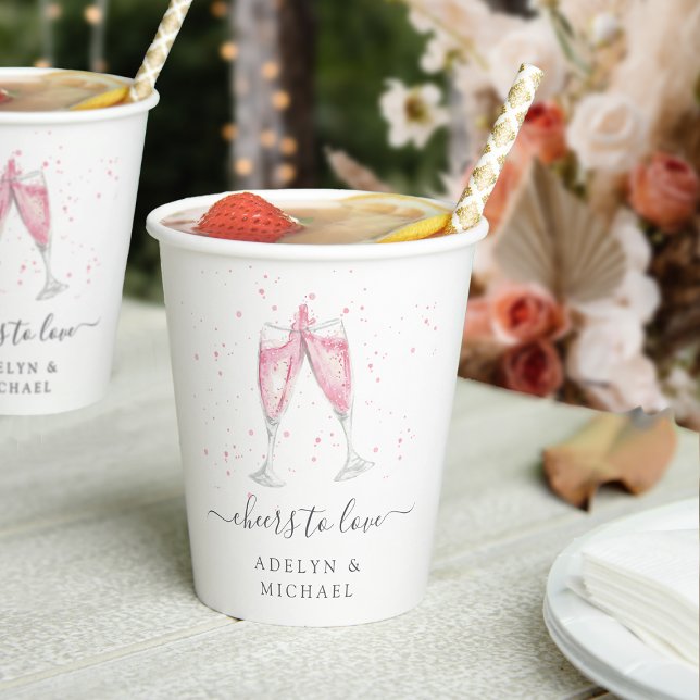 Gobelets En Papier Champagne rosé « À la santé de l'amour » Personnal (Créateur téléchargé)