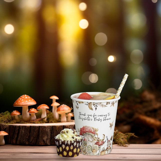 Gobelets En Papier Champignon d'automne | Baby shower forestier (Créateur téléchargé)