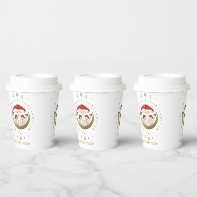 Gobelets En Papier Champignons magiques rouge et or Lune de Croissant (Multi)