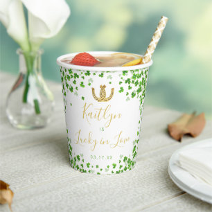 Gobelets En Papier Chanceux en amour Saint-Patrick Fête de mariage