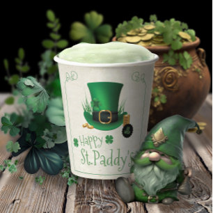 Gobelets En Papier Chapeau de Leprechaun Joyeux St. Paddy's ID636