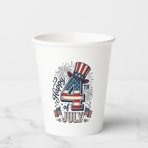 Gobelets En Papier Chapeau patriotique vintage Happy 4 juillet vecteu