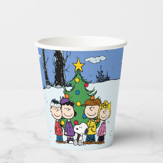 Gobelets En Papier Charlie Brown et ses amis Noël (Recto)
