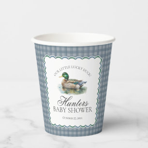 Gobelets En Papier Chasse au Canard Colvert Gingham Garçon Baby Showe