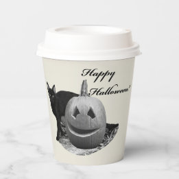 Gobelets En Papier Chat & Citrouille Joyeux Halloween