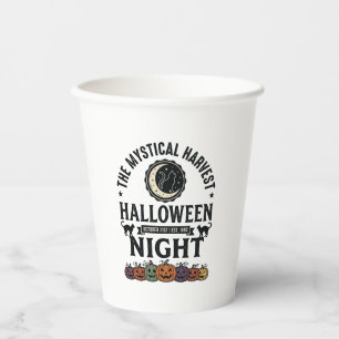 Gobelets En Papier Chat d'Halloween Chats noirs Citrouilles Vintage D