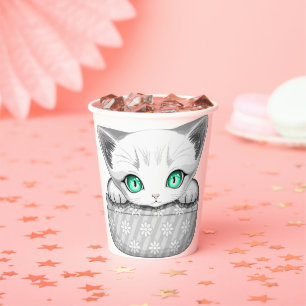 Gobelets En Papier Chat mignon et joueur sortant d'une poche