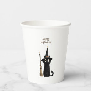 Gobelets En Papier Chat noir fantaisiste Joyeux Halloween