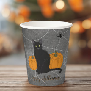 Gobelets En Papier Chat noir Joyeux Halloween